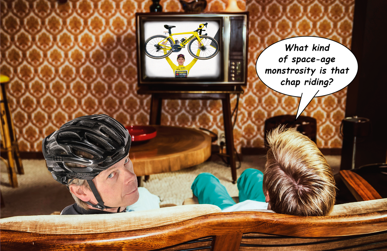 Hutch watches TV with his bike critical friend Bernard