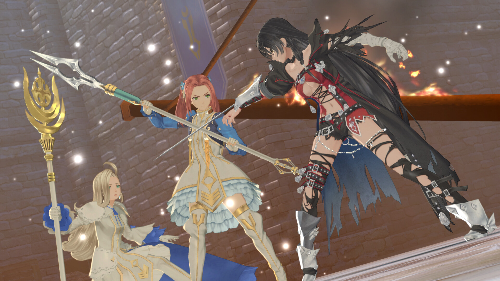 A Tales of Berseria Remastered scene in which Velvet engages in combat with knight Eleanor