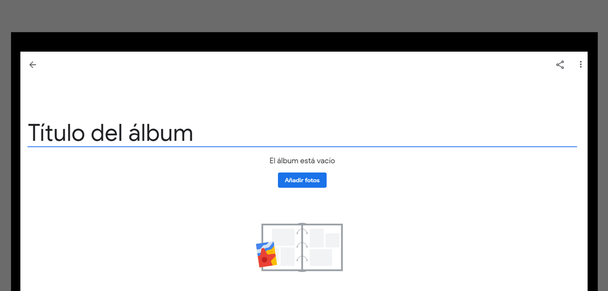 Darle un título al álbum de Google Fotos y añadir fotos