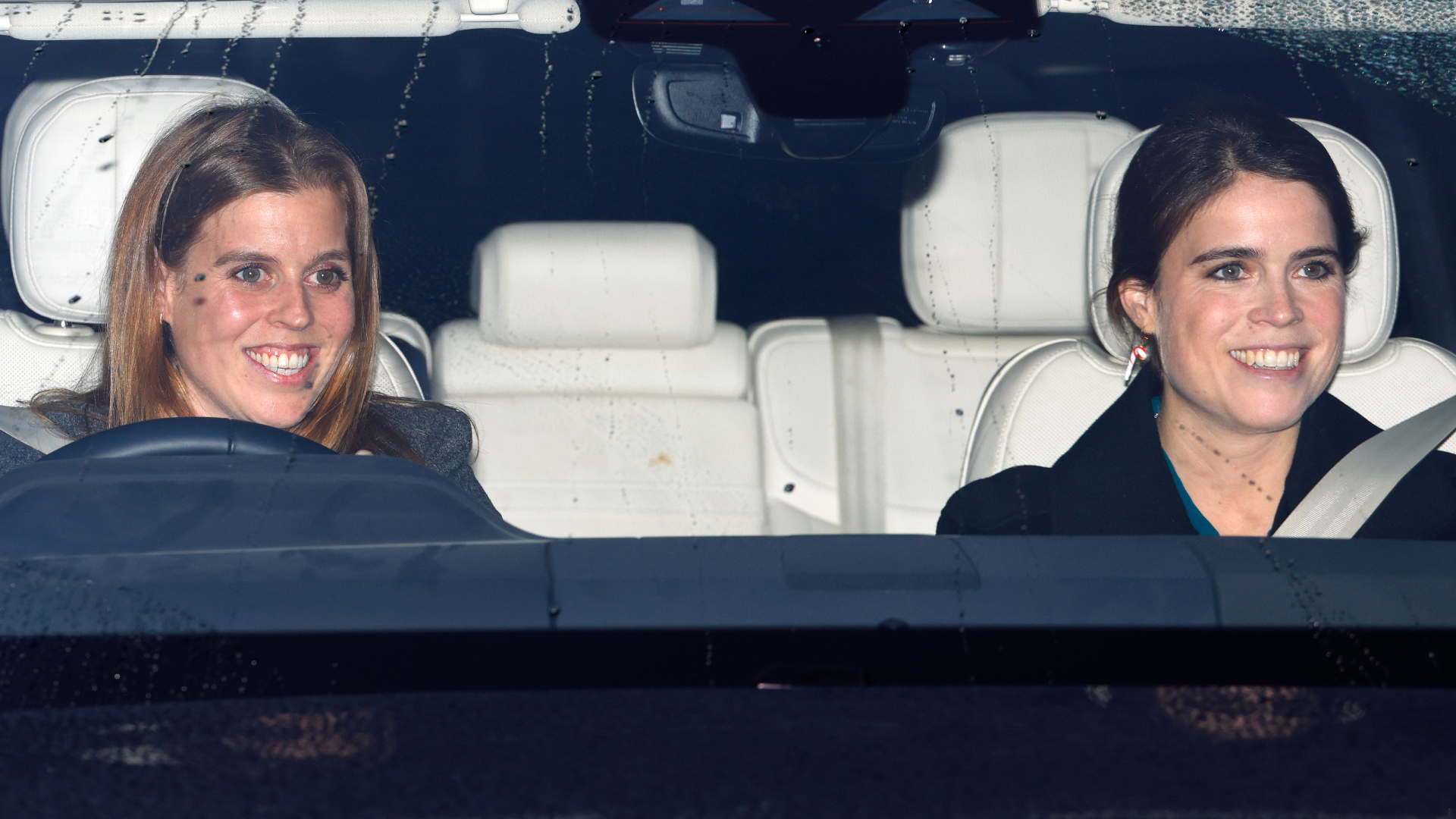 Princess Beatrice and Princess Eugenie attend a Christmas Lunch for members of the Royal Family, hosted by King Charles III, at Buckingham Palace on December 16, 2025 in London, England