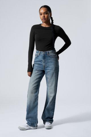 Rowe Super High Waisted Regular Straight Leg Jeans