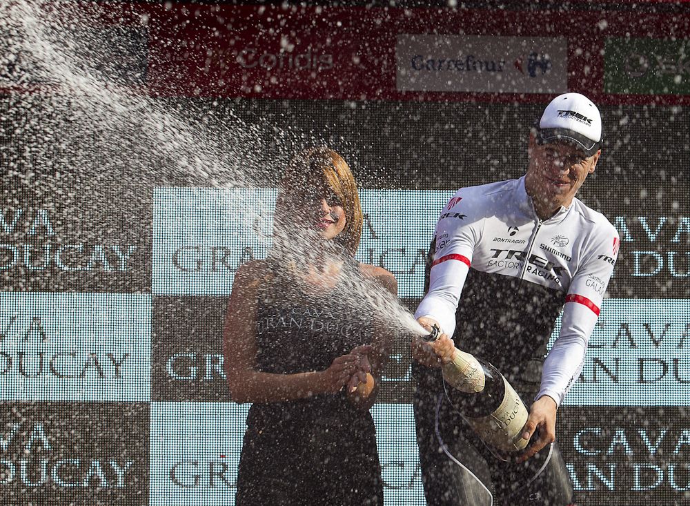 Danny van Poppel (Trek Factory Racing) on the Vuelta's stage 12 podium.