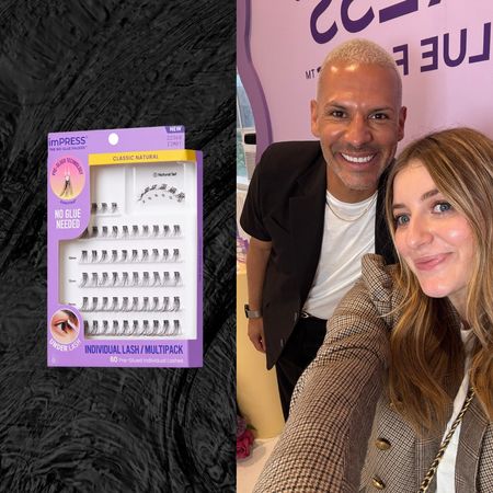 samantha holender and vincent oquendo next to fake eyelashes
