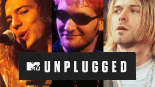 Eddie Vedder, Layne Stayley and Kurt Cobain onstage at MTV Unplugged