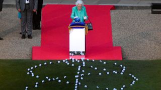 Queen Elizabeth II attends the lighting of the Principal Platinum Jubilee Beacon