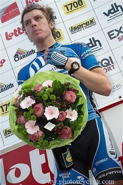 Boy Van Poppel (UnitedHealthcare) on the podium of Nokere Koerse