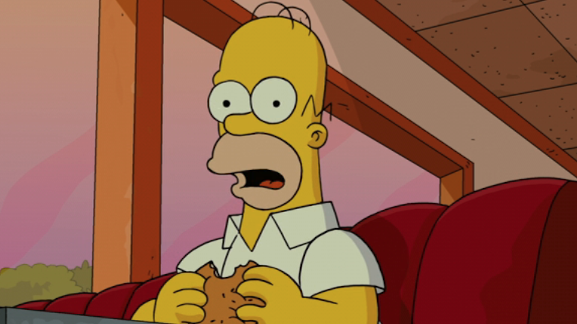 Homer with a burger in The Simpsons Movie