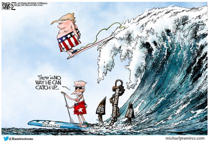 Political Cartoon U.S. Biden Trump election wave