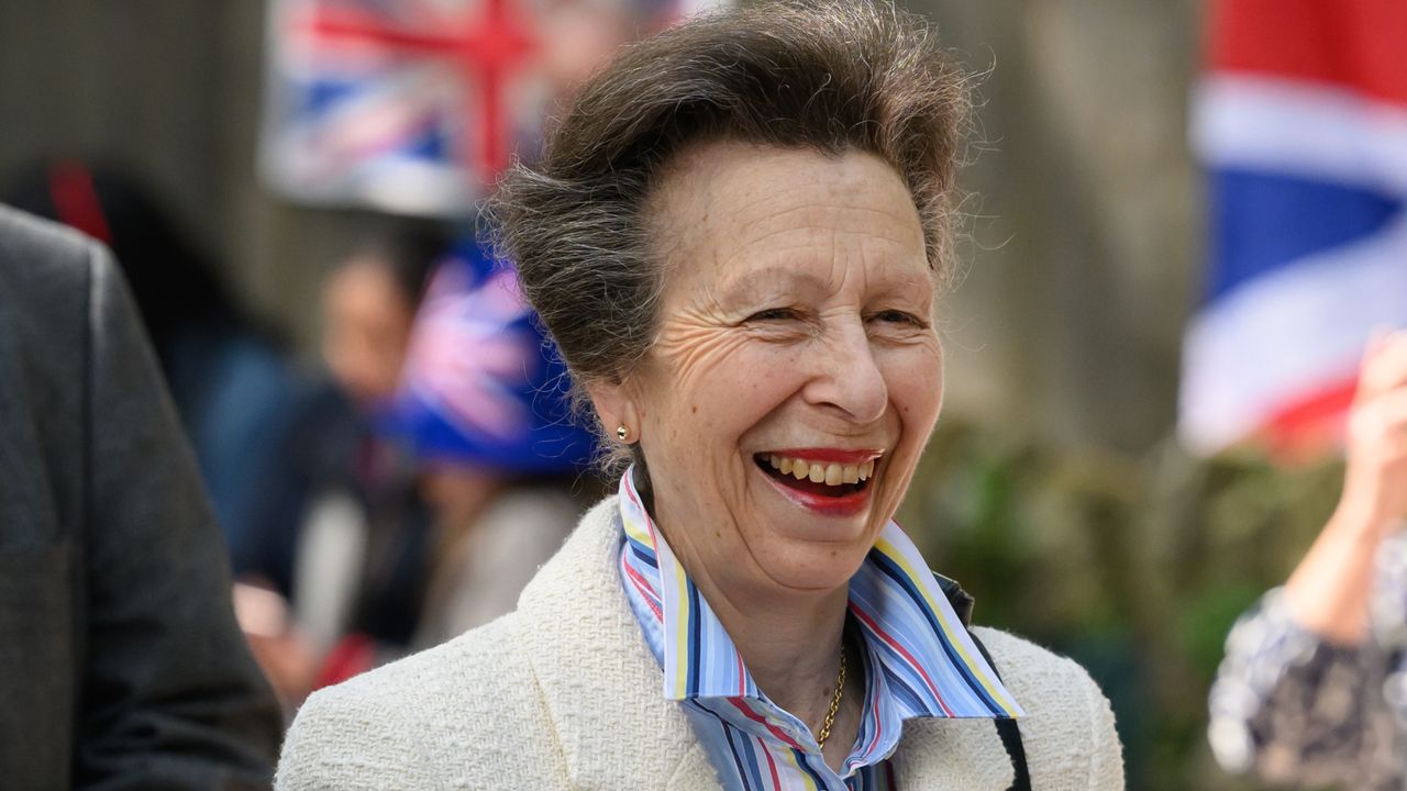 Princess Anne speaks (L) with residents of a street as they hold a Coronation street party on May 07, 2023 in Swindon, England. The weekend of Coronation celebrations will continue this evening with a the Coronation Concert in the grounds of Windsor Castle later, featuring artists including Lionel Richie, Katy Perry and Take That. 