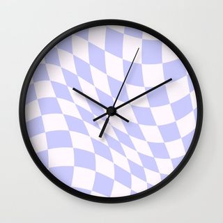 Wall clock with warped checked print