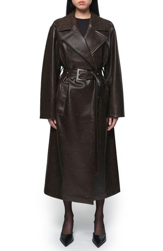 Tate Faux Leather Trench Coat