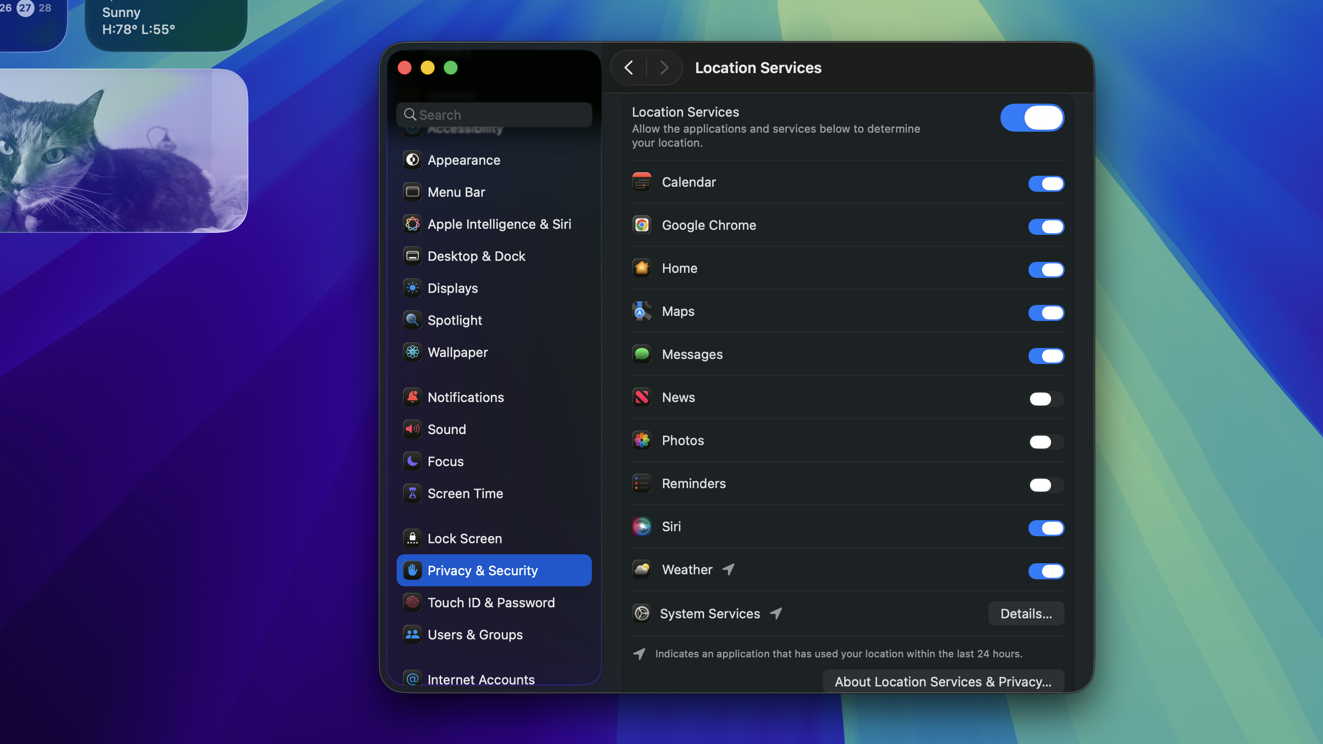 macOS System Settings menu