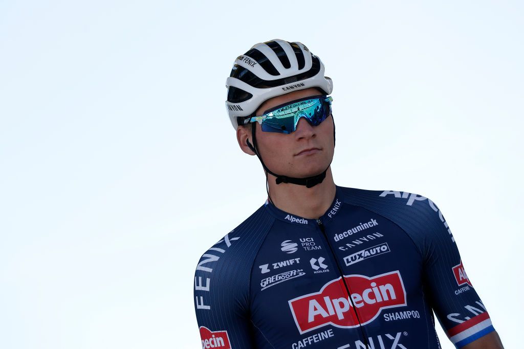 ROUBAIX FRANCE APRIL 17 Mathieu Van Der Poel of Netherlands and Team AlpecinFenix during the team presentation prior to the 119th ParisRoubaix 2022 Mens Elite a 2572km one day race from Compigne to Roubaix ParisRoubaix WorldTour on April 17 2022 in Roubaix France Photo by Bas CzerwinskiGetty Images