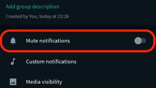 How to mute notifications of WhatsApp groups