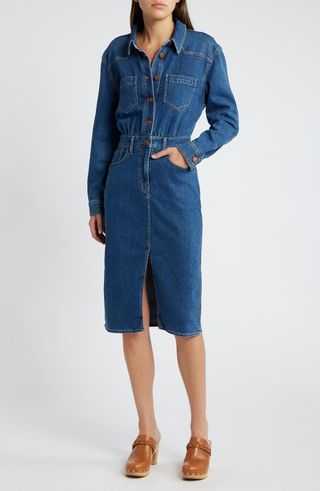 Western Long Sleeve Denim Shirtdress