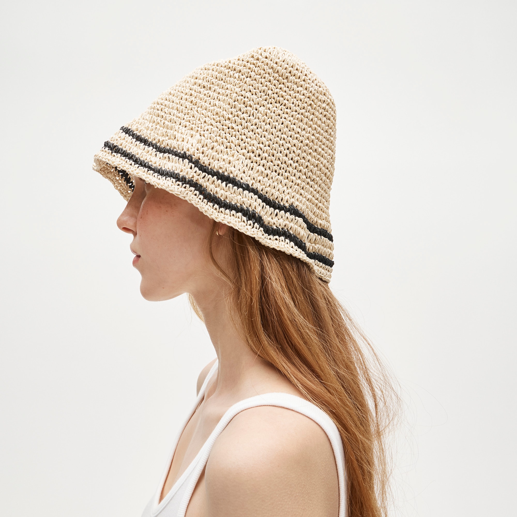 Straw Bucket Hat in Stripe