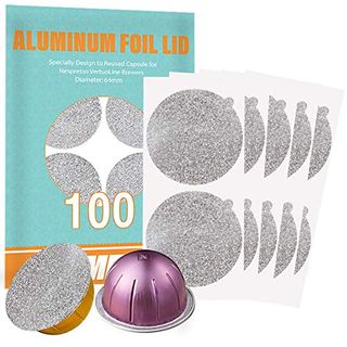 Capmesso Aluminum Foils Lids to Reuse Vertuoline Capsules Coffee Pods Compatible With Nespresso Vertuoline Machine 64mm(100/package)