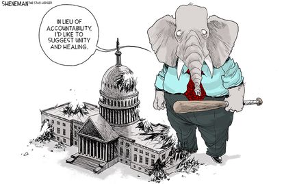 Political Cartoon U.S. GOP Congress capitol riot Trump