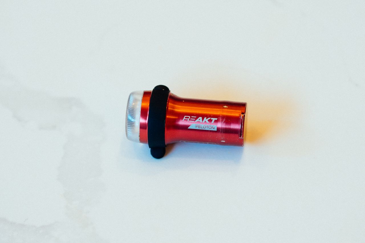 A close up of a bike light