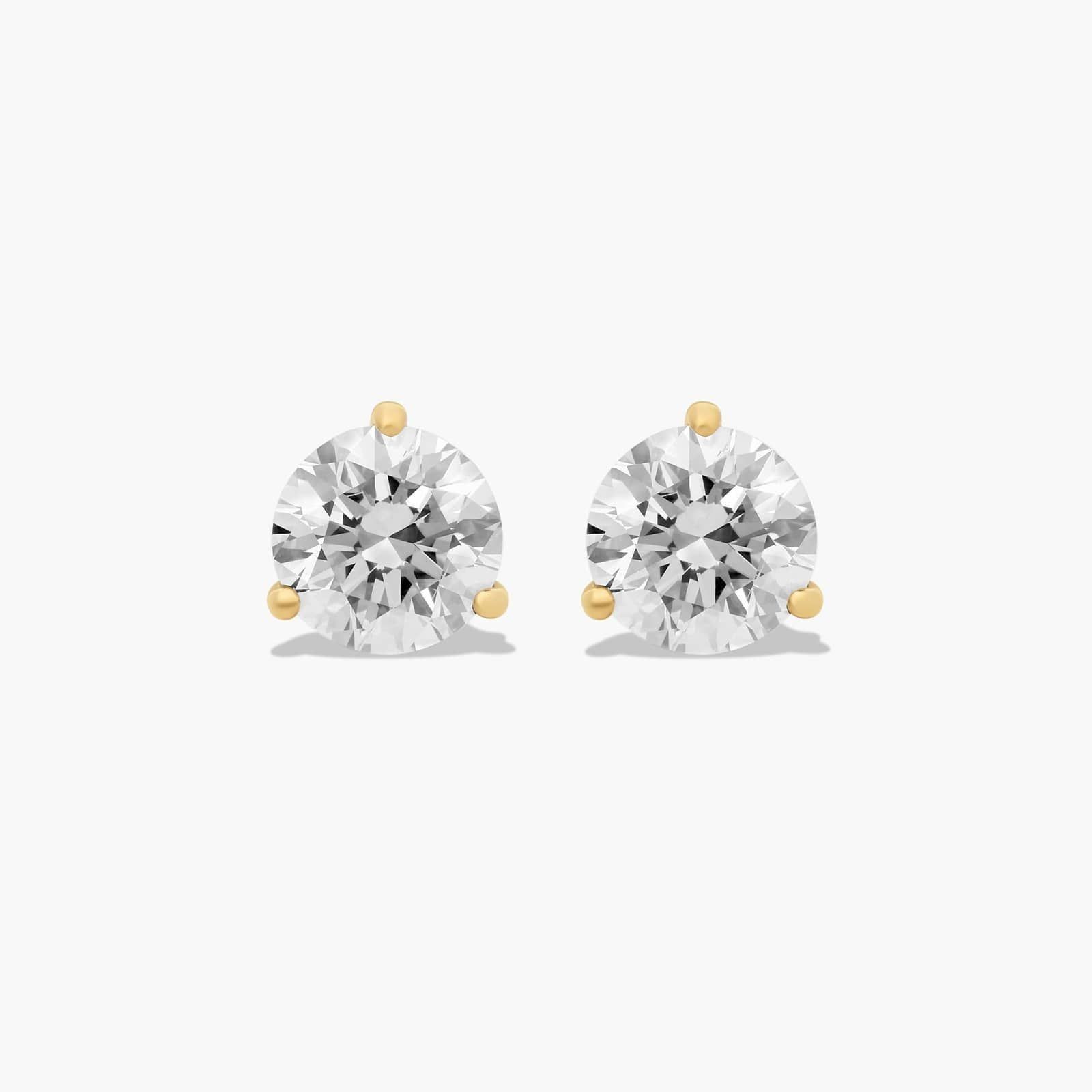 james allen, Three Prong Martini 1.5 CTW Lab-Grown Diamond Stud Earrings In 14K Yellow Gold