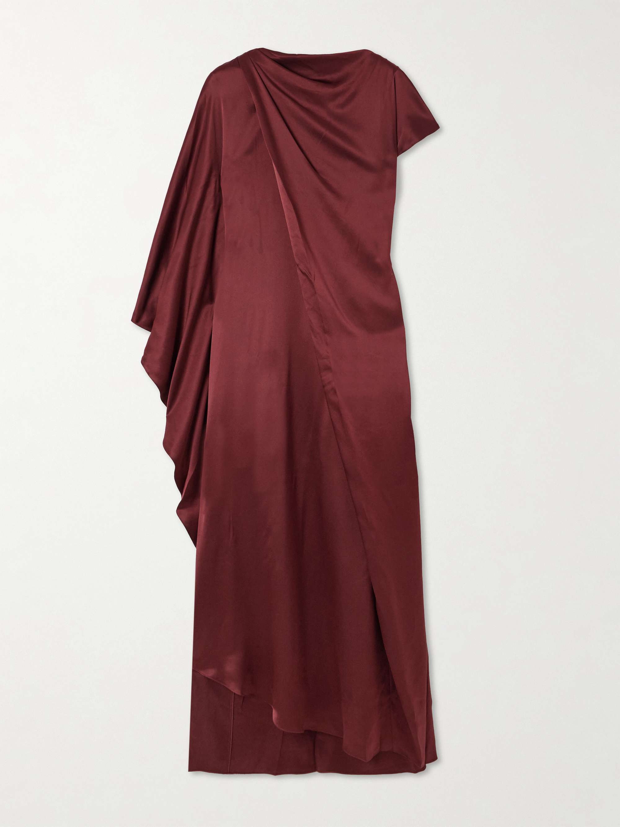 Hiba Cape-Effect Asymmetric Draped Silk-Satin Dress