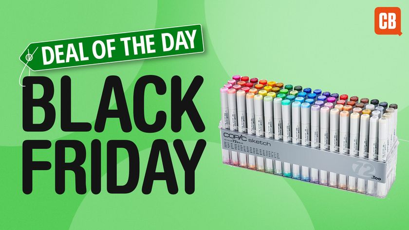 Copic marker set of 72 on green background with text that says &#039;Deal of the day Black Friday&#039;