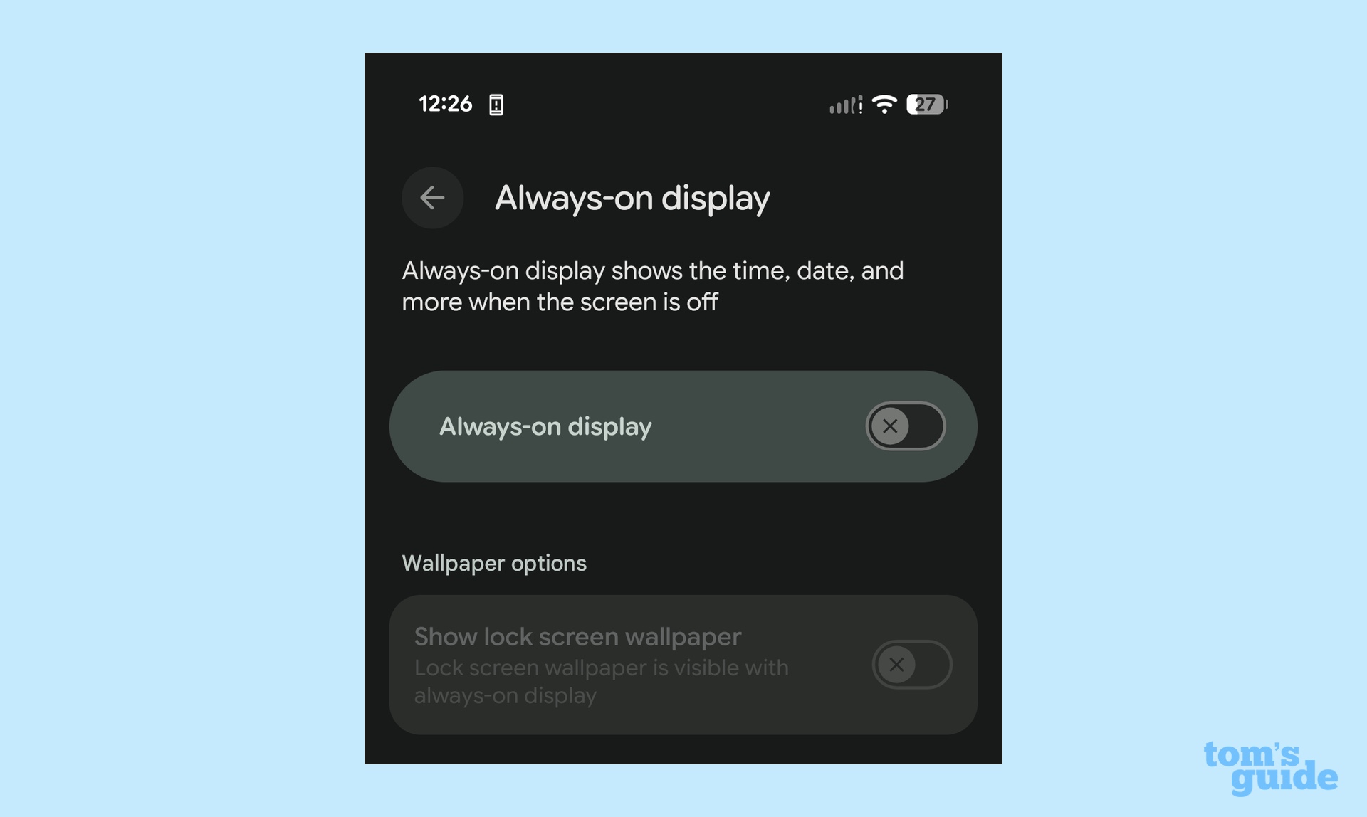Turning off always on display on Pixel 10 Pro