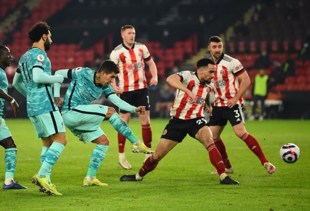 Roberto Firmino scoring against Sheffield United