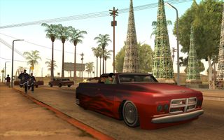 A car with a flame paint job in GTA: San Andreas