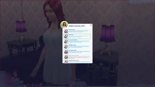 The Sims 4 mod - SimDa Dating App: A menu from a Sims's phone offers options for blind dates, one night stands, and enabling hook-up calls.