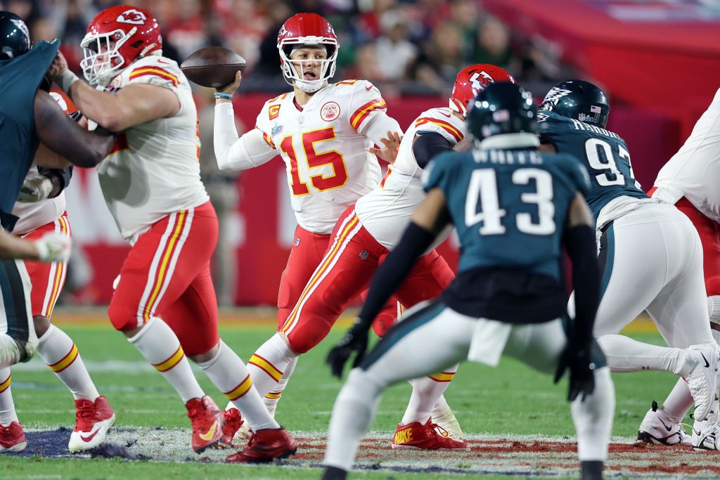 Kansas City Chiefs QB Patrick Mahomes in action in Super Bowl LVII