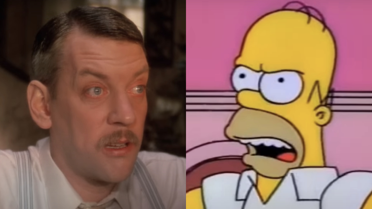 Donald Sutherland in The Day of the Locust and Homer Simpson on The Simpsons