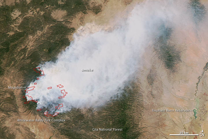 Satellite photo of Whitewater-Baldy wildfire