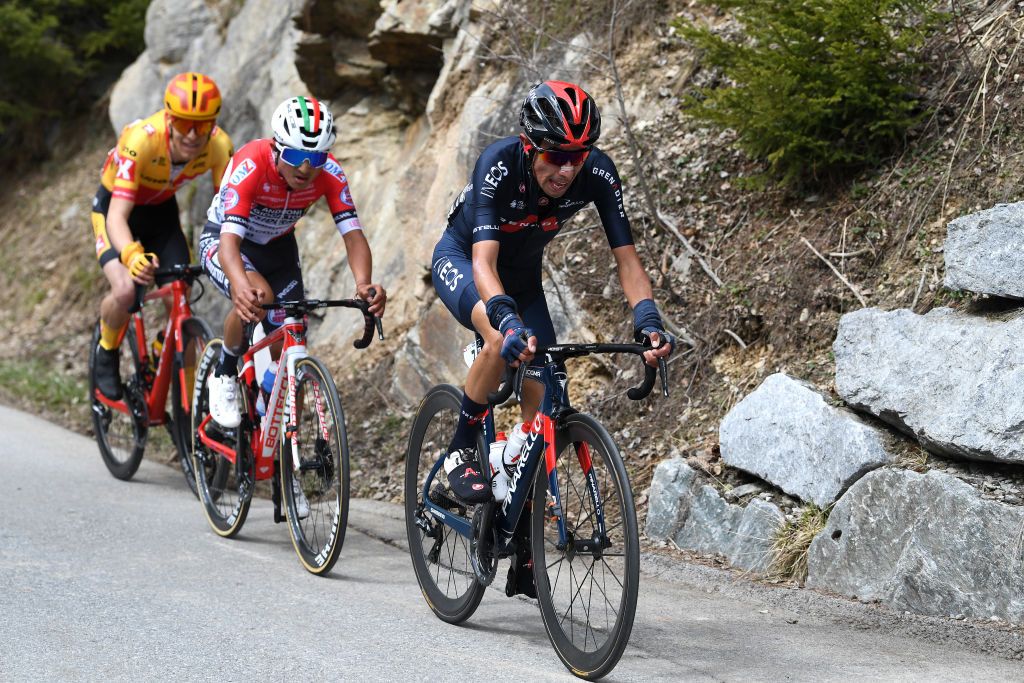 FEICHTEN IM KAUNERTAL AUSTRIA APRIL 20 Ivan Ramiro Sosa Cuervo of Colombia and Team INEOS Grenadiers during the 44th Tour of the Alps 2021 Stage 2 a 1215km stage from Innsbruck to Feichten im Kaunertal 1291m TourofTheAlps TouroftheAlps on April 20 2021 in Feichten im Kaunertal Austria Photo by Tim de WaeleGetty Images