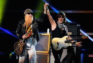 Billy Gibbons (L) performs onstage with Jeff Beck at the 25th Anniversary Rock & Roll Hall of Fame Concert at Madison Square Garden on October 30, 2009 in New York City. (Photo by Theo Wargo/WireImage)