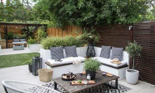 garden with sitting area