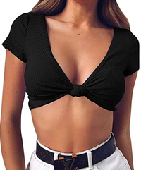 Mizoci Women's Sexy Knot Front Crop Top,   $9.99 - $15.99