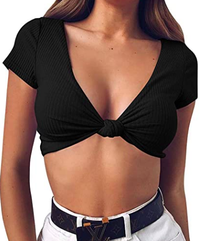 Mizoci Women's Sexy Knot Front Crop Top, &nbsp;$9.99 - $15.99&nbsp;