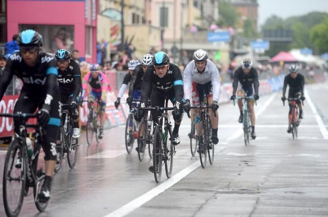 Bradley Wiggins (Sky) suffered during the pouring rain of stage 12 and finished more than three minutes off the pace.