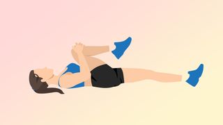 an illustration of a woman doing a knee to chest stretch