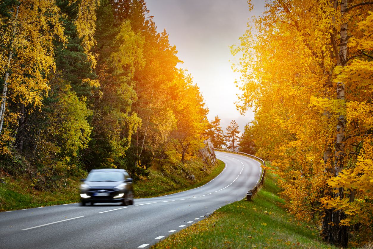 A car on a road.