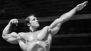 Arnold Schwarzenegger flexing