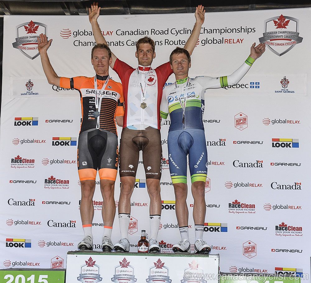 Men's podium: Ryan Roth, Hugo Houle, Christian Meier (Orica-GreenEdge)