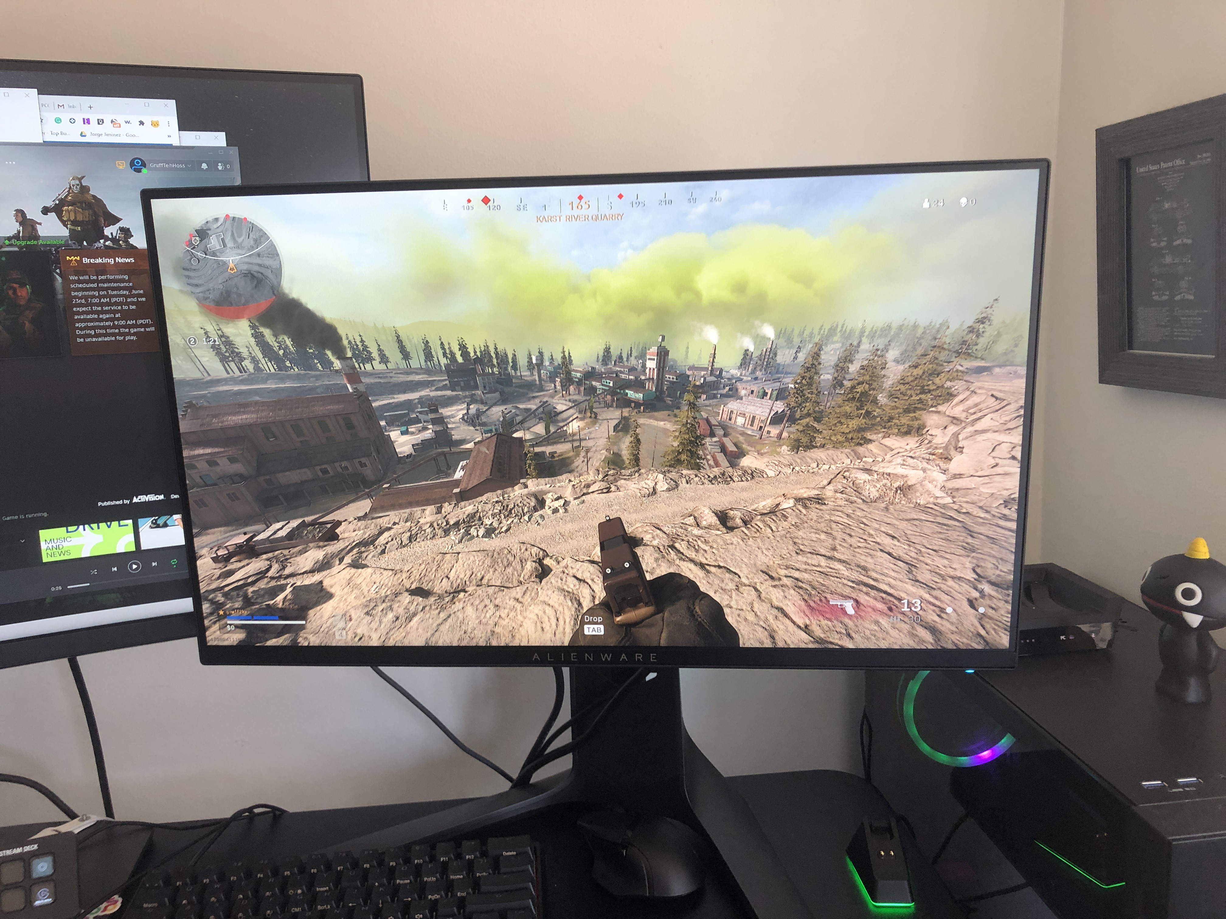 Alienware 25 AW2521HF gaming monitor on a desk