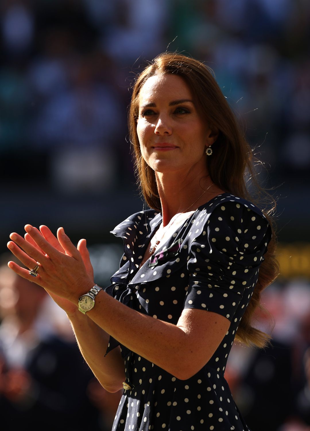 Kate Middleton at Wimbledon, her Cartier watch is clearly visible