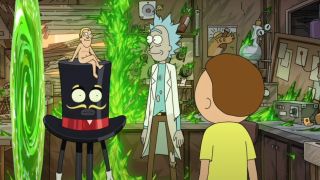 Rick opening the portal in Rick and Morty