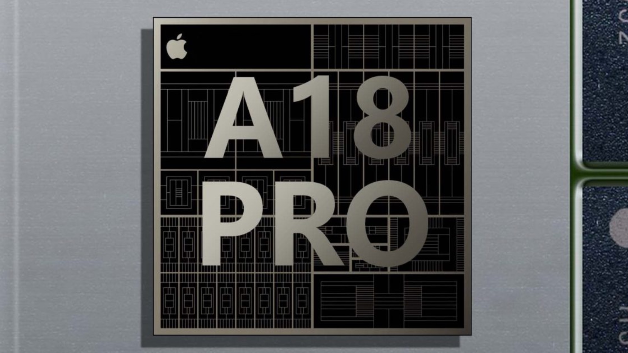 A render of the Apple A18 Pro chip