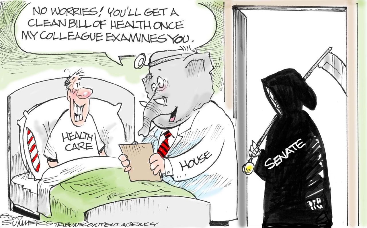 Political Cartoon U.S. Health Care GOP House AHCA Senate