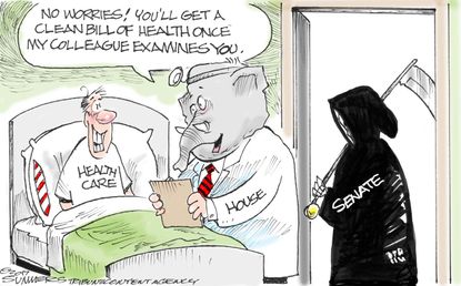 Political Cartoon U.S. Health Care GOP House AHCA Senate