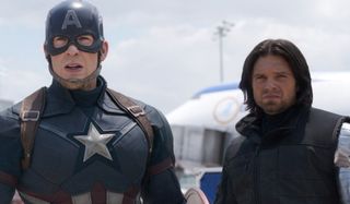Captain America: Civil War Cap and Bucky on the tarmac